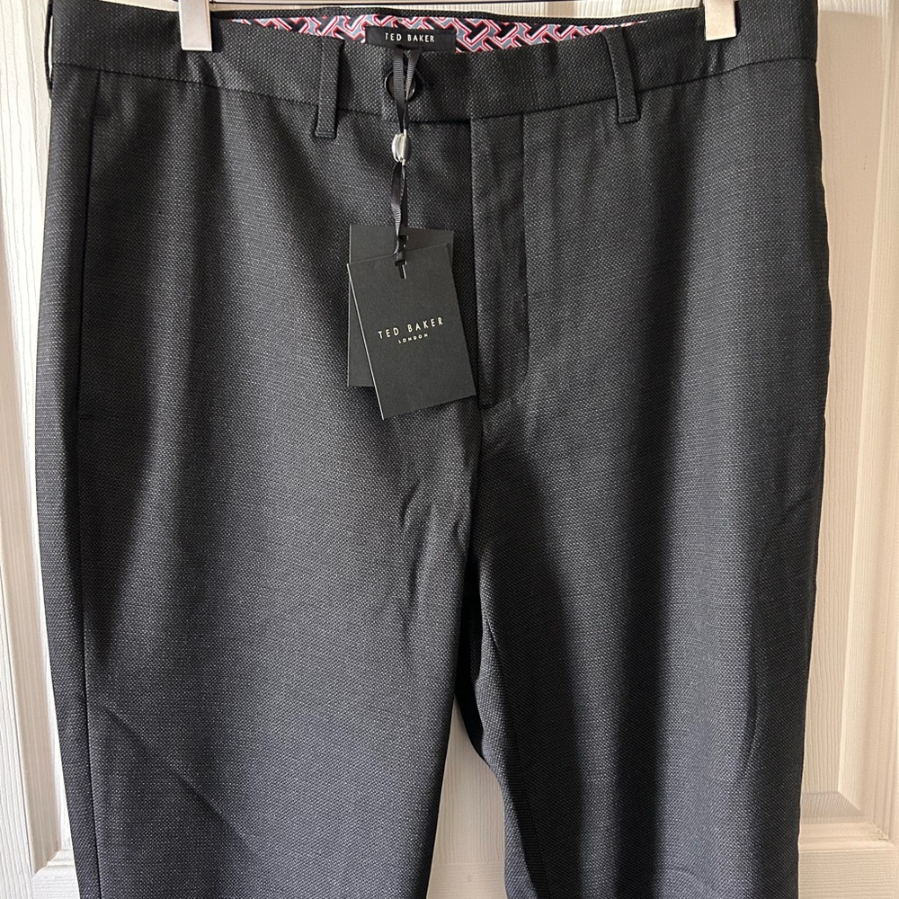 Ted Baker London Men’s Charcoal MMT-BEEZTRO Semi Plain Trousers Size 34R $175 - Picture 7 of 16